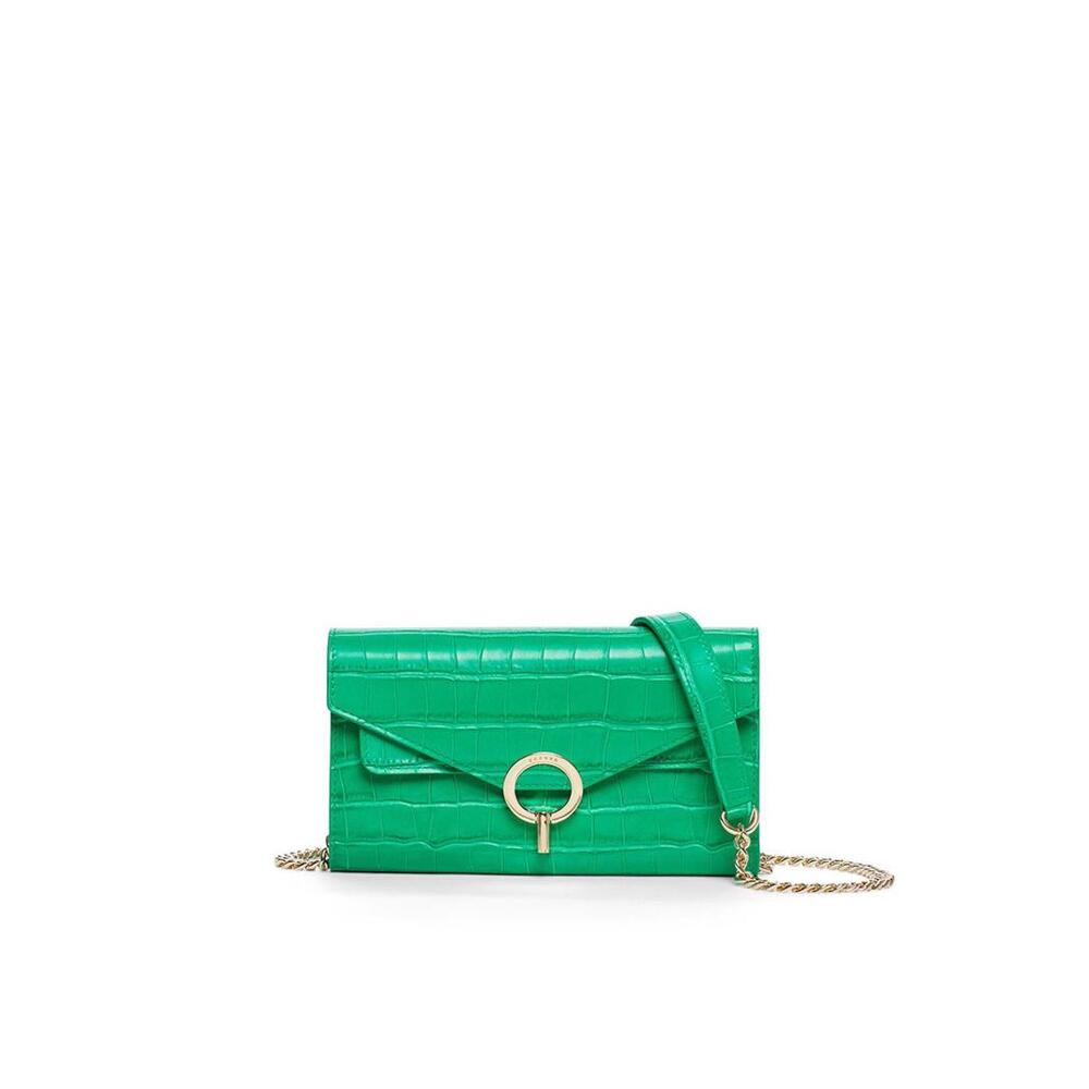 Sandro Green Croc YZA Bag with Peeling Leather and Stains - Picture 2 of 9